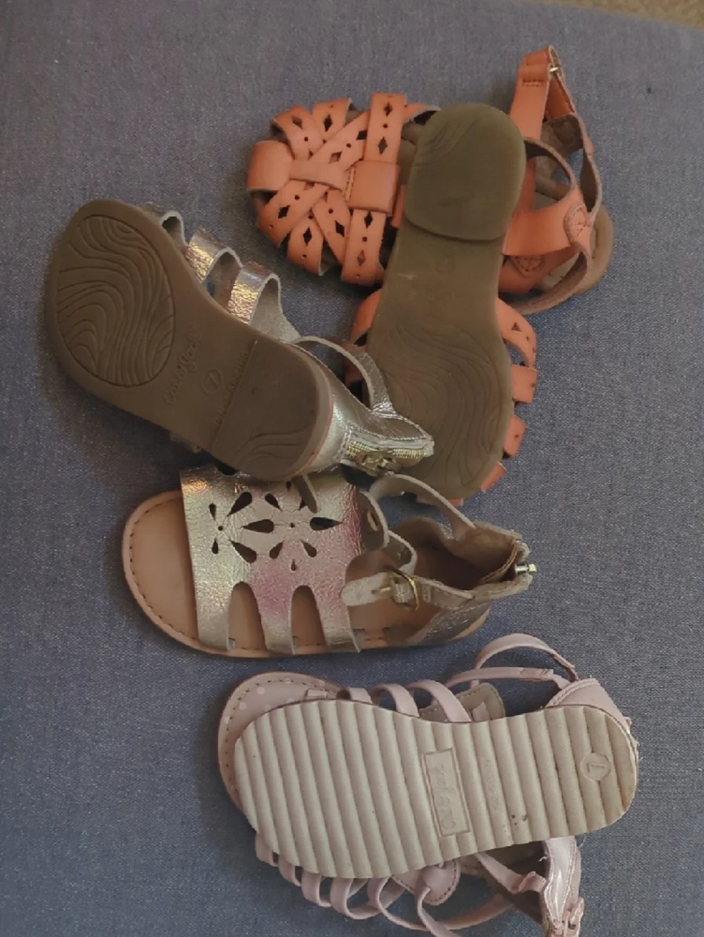 Cat & Jack Girls Sandal Trio in Pink, Silver & Tan